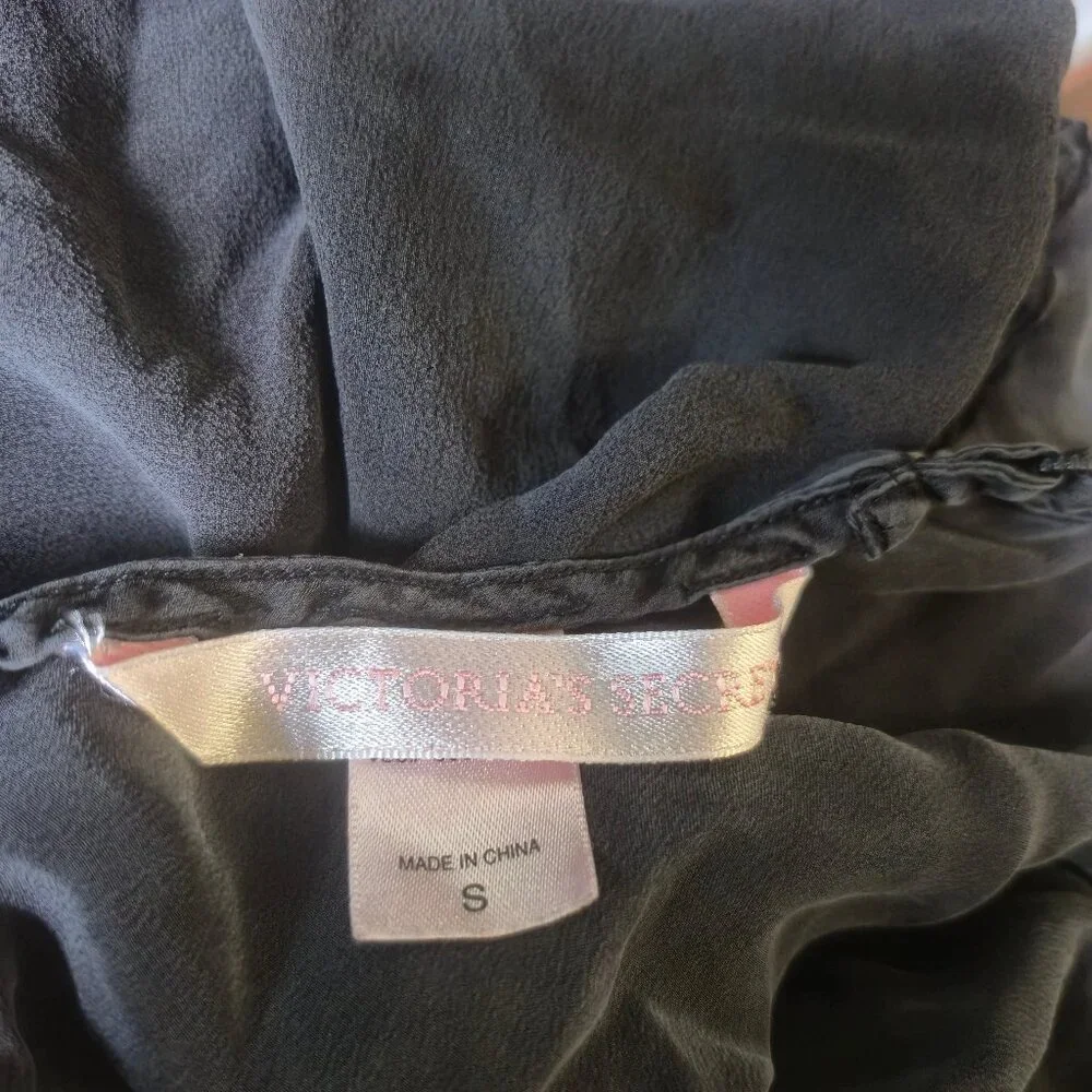 Victoria’s Secret Black Chiffon Floral Slip Chemise – Small, Romantic Y2K Linger - Picture 4 of 9